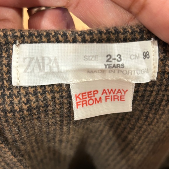 Zara Houndstooth Brown Jumpsuit size 2-3 Yr - Picture 6 of 6